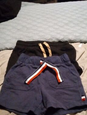 Children's Navy Pull-On Shorts with Striped Drawstring